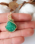 Vibrant Raw Emerald Necklace - 14k Gold Filled Setting