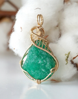Vibrant Raw Emerald Necklace - 14k Gold Filled Setting