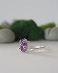 Raw Amethyst Adjustable Ring - Sterling Silver