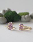 Raw Amethyst Adjustable Ring - Gold Vermeil
