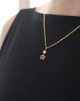 Herkimer Diamond Necklace - Bead Lotus Charm Necklace - 14K Gold-Filled