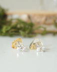 Sterling silver hypoallergenic posts and backs on citrine stud earrings - quality hardware detail