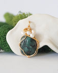 Raw Crystal and Pearl Necklace - Gold Plated Pendant - Choose Your Birthstone DesignsbyNatureGems