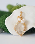 Raw Crystal and Pearl Necklace - Gold Plated Pendant - Choose Your Birthstone DesignsbyNatureGems