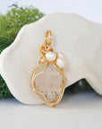 Herkimer Diamond and Pearl Necklace - Gold Plated Necklace