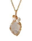 Herkimer Diamond and Pearl Necklace - Gold Plated Necklace