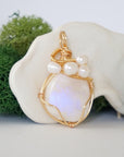Moonstone and Pearl Necklace - Gold Plated Necklace