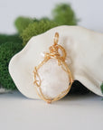 Moonstone and Pearl Necklace - Gold Plated Necklace