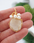 Moonstone and Pearl Necklace - Gold Plated Necklace
