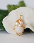 Raw Crystal and Pearl Necklace - Gold Plated Pendant - Choose Your Birthstone DesignsbyNatureGems