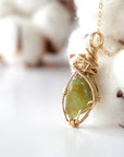 Raw Peridot Necklace - 14k Gold Filled