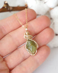 Raw Peridot Necklace - 14k Gold Filled