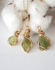 Raw Peridot Necklace - 14k Gold Filled