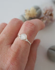 Simple Birthstone Ring - Rainbow Moonstone