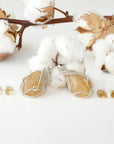 Two citrine necklace and earrings sets showing natural stone variation and size options - November birthstone jewelry gifts