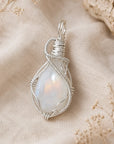 Sterling Silver Rainbow Moonstone Necklace for Women