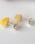 Yellow Fire Opal Stud Earrings