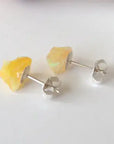 Yellow Fire Opal Stud Earrings