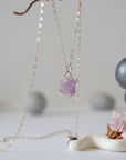 Amethyst Sterling Silver Huggie Charm Necklace Designs by Nature Gems