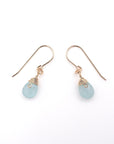Another angle of aquamarine drop earrings, genuine faceted aquamarine, 14k gold filled, minimalist artisan design