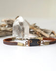 Black Tourmaline Bracelet in Brown Leather Cord Designs by Nature Gems