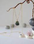 Emerald 14K Gold Filled Huggie Charm Necklace Designs by Nature Gems
