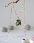 Emerald 14K Gold Filled Huggie Charm Necklace Designs by Nature Gems