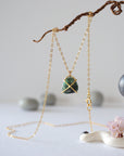 Emerald 14K Gold Filled Huggie Charm Necklace Designs by Nature Gems