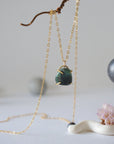 Emerald 14K Gold Filled Huggie Charm Necklace Designs by Nature Gems