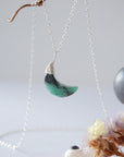 Emerald Sterling Silver Moon Charm Necklace Designs by Nature Gems