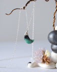 Emerald Sterling Silver Moon Charm Necklace Designs by Nature Gems