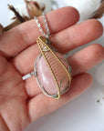 Gold Rose Quartz Crystal Necklace - White Gold/Gold Plated DesignsbyNatureGems
