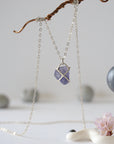 Iolite Sapphire Sterling Silver Huggie Charm Necklace Designs by Nature Gems