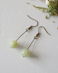 Jade Crystal Drop Earrings in Antique Bronze Designs by Nature Gems