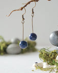 Lapis Lazuli Crystal Drop Earrings in Antique Bronze Designs by Nature Gems