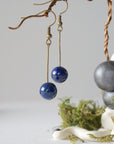 Lapis Lazuli Crystal Drop Earrings in Antique Bronze Designs by Nature Gems