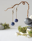 Lapis Lazuli Crystal Drop Earrings in Antique Bronze Designs by Nature Gems