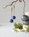 Lapis Lazuli Crystal Drop Earrings in Antique Bronze Designs by Nature Gems