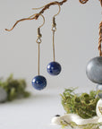 Lapis Lazuli Crystal Drop Earrings in Antique Bronze Designs by Nature Gems