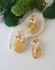 Natural citrine crystal variation showing different sizes shapes and golden color shades - each citrine pearl necklace pendant is unique and one of a kind