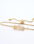 Natural citrine slider bracelet with raw yellow citrine crystals on gold plated brass adjustable chain - November birthstone jewelry for women