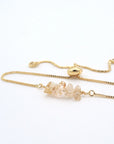 Natural citrine slider bracelet with raw yellow citrine crystals on gold plated brass adjustable chain - November birthstone jewelry for women