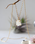 Rainbow Moonstone 14K Gold Filled Huggie Charm Necklace Designs by Nature Gems