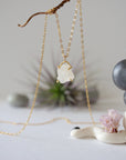 Rainbow Moonstone 14K Gold Filled Huggie Charm Necklace Designs by Nature Gems