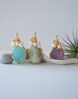 Raw Crystal and Pearl Necklace - Gold Plated Pendant - Choose Your Birthstone DesignsbyNatureGems