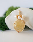 Raw Crystal and Pearl Necklace - Gold Plated Pendant - Choose Your Birthstone DesignsbyNatureGems