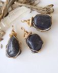 Raw Sapphire Crystal Necklace 14K Gold-FIlled - September Birthstone DesignsbyNatureGems