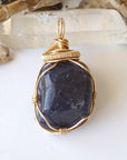 Raw Sapphire Crystal Necklace 14K Gold-FIlled - September Birthstone DesignsbyNatureGems