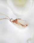 Rose Gold Rainbow Moonstone Necklace DesignsbyNatureGems