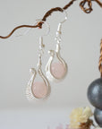 Rose Quartz Silver Plated Drop U-Shape Earring Designs by Nature Gems